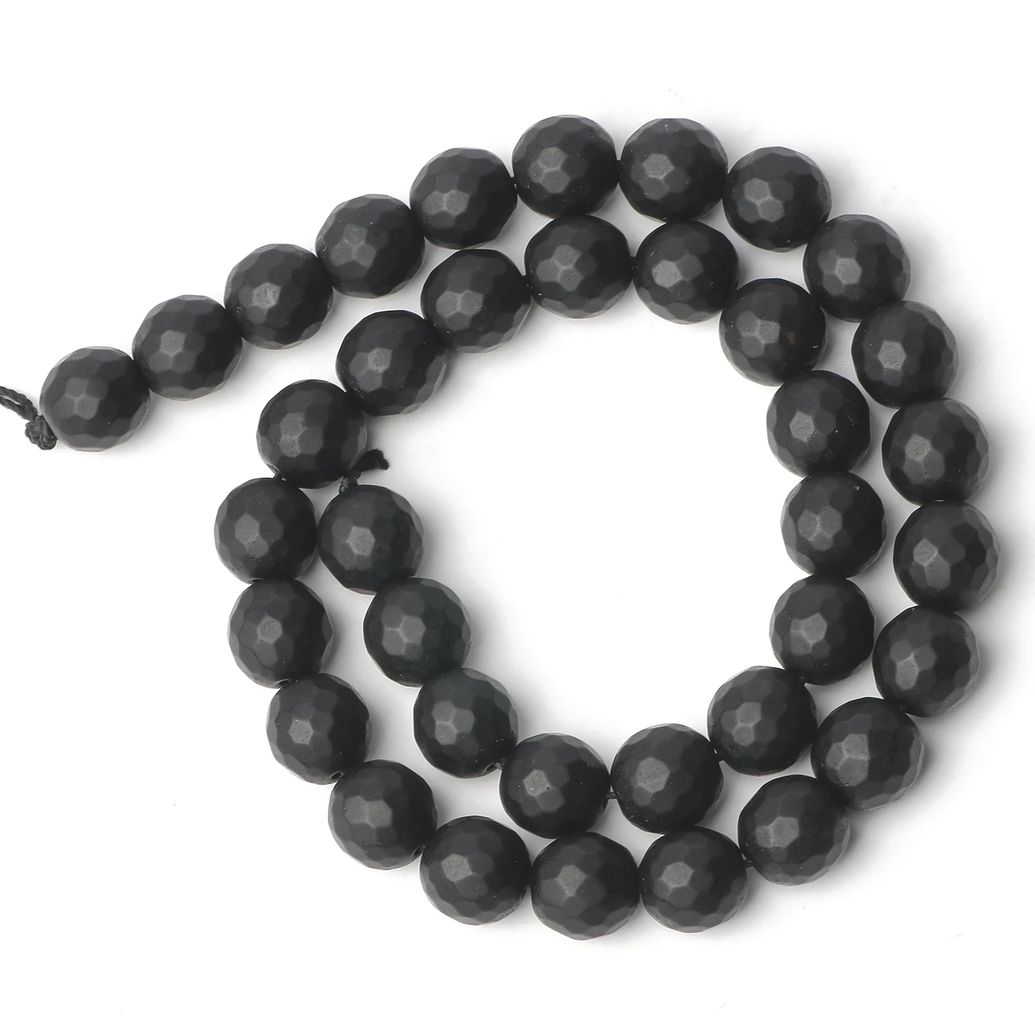 Natural Matte Faceted Black Stone Beads Agates Onyx Round Loose Beads For Diy Needlework Handmade Bracelet 6mm 8mm 10mm 15\'\'