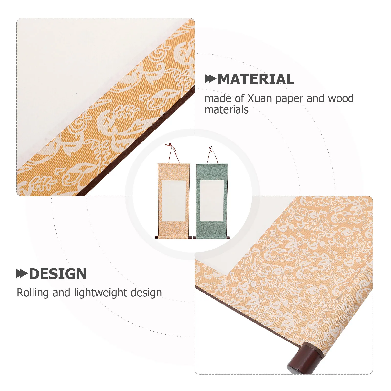 

2Pcs Blank Calligraphy Scroll Multi-Function Hanging Scroll Paper for Painting Chinese Ink Brush Art Watercolor Practice