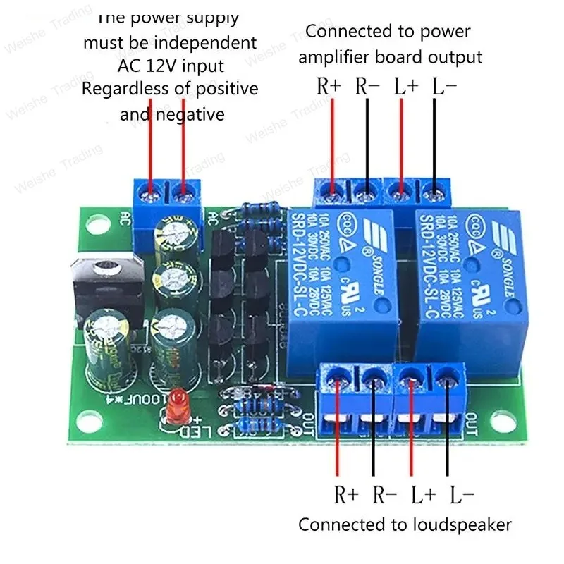 Speaker protection board DIY Components kit for Stereo Audio Speaker Protection Board Boot Delay DC Protect Kit Double Channel