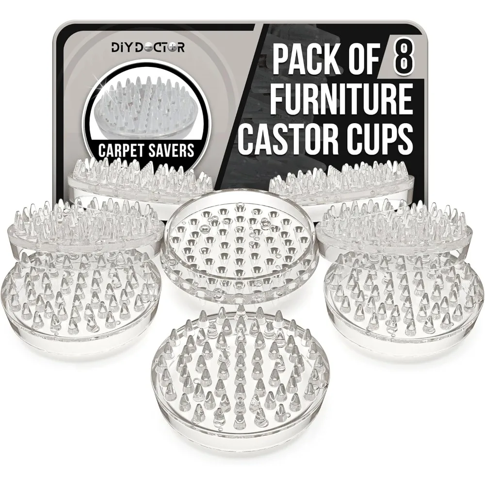 أكواب عجلات الأثاث (8 عبوات) - 53 واقيات سجاد شديدة التحمل بتصميم سبايك لأرجل الأثاث - مثالية للاستخدام المنزلي والمكتبي
