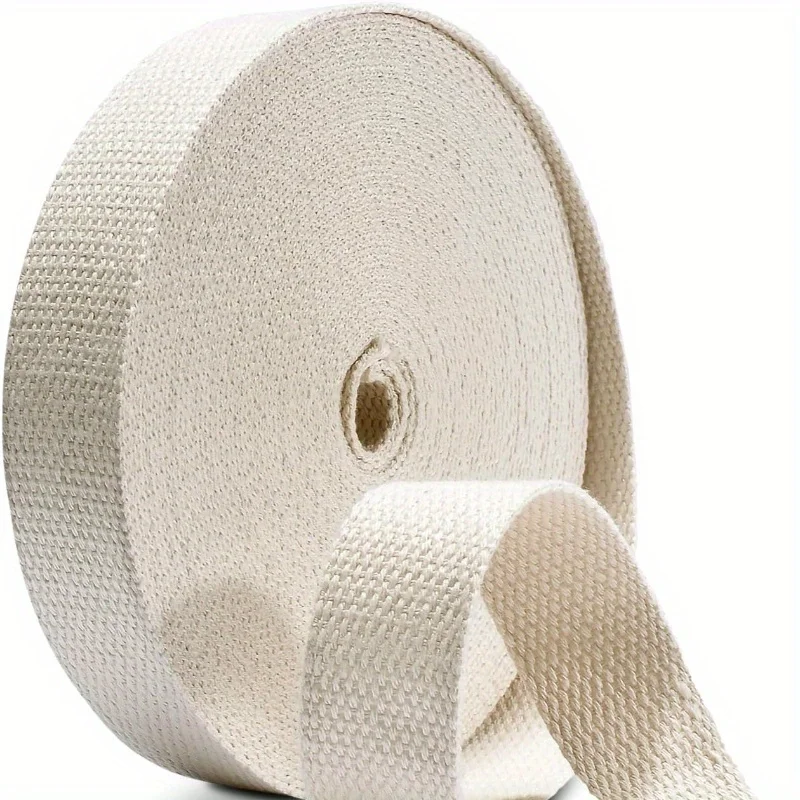 Baumwollgurtband, 2,5 cm, 12 Yards, natürliche Baumwollgurtbänder für Taschengriffe, Stoff-Einkaufstaschengurte, Herstellung von DIY-Handwerksdekorationen
