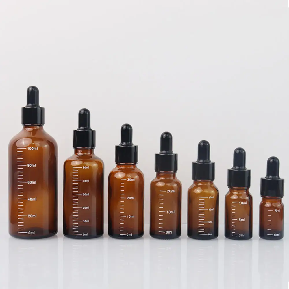 5/10/15/20/30/50/100ml Dropper Bottle Tubes Glass Brown Essential Oil Bottles With Glass Pipettes Empty Refillable Container