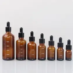 5/10/15/20/30/50/100ml Dropper Bottle Tubes Glass Brown Essential Oil Bottles With Glass Pipettes Empty Refillable Container