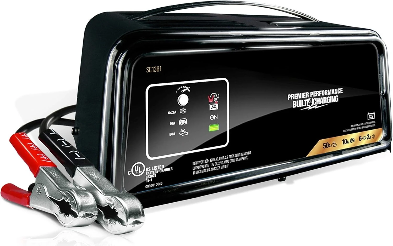 

6A Battery Charger and 50A Engine Starter, 4-in-1 Solution for 12V Batteries, Battery Maintainer, 10A Boost, SC1361,