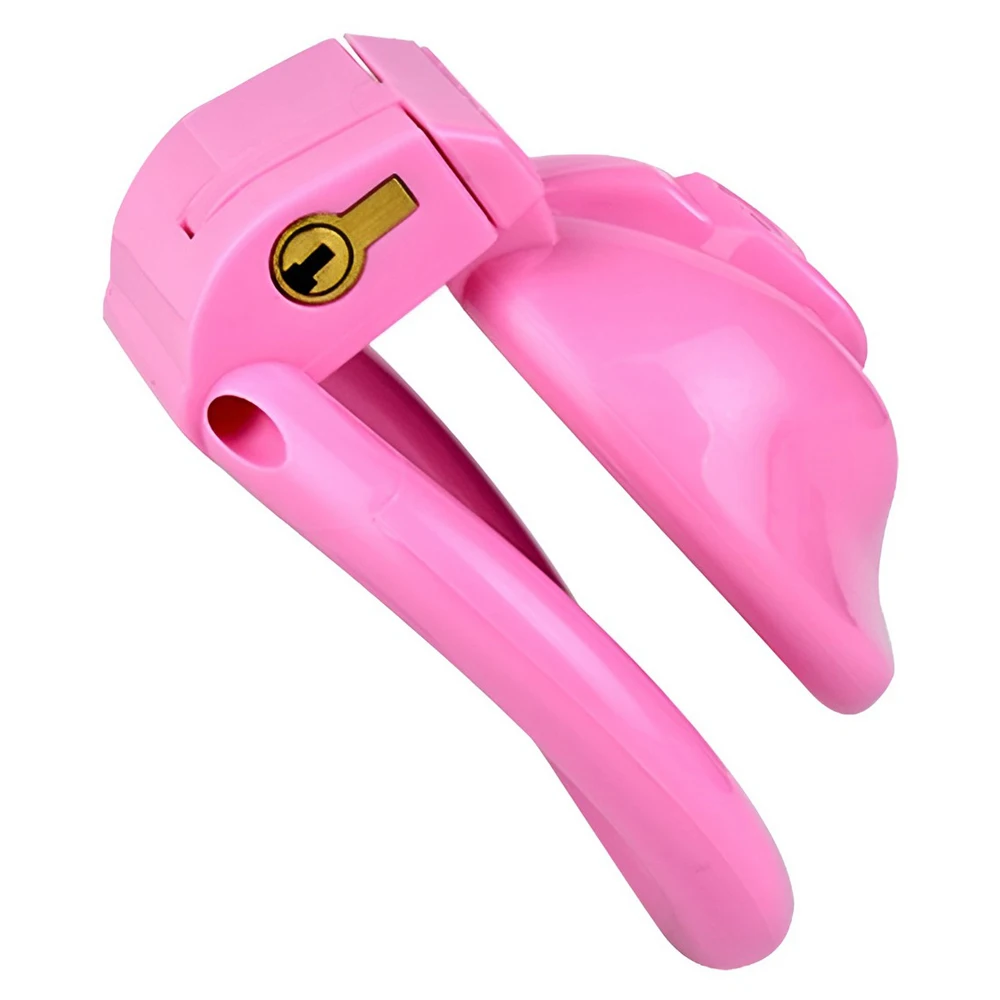 FRRK Sissies Pink Male Chastity Cage with a Female Pussy Look Extra Penis Rings Options Vagina Cover BDSM Sex Toys