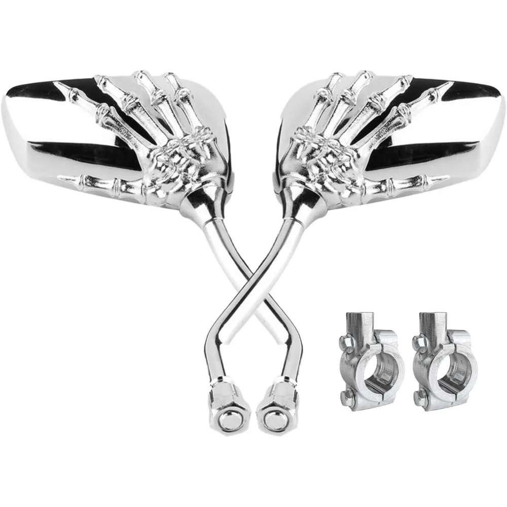 

Pairs of Distinctive Skull Skeleton Hand Bicycle Mirror, Rearview Side Mirror Handlebar Mirror Mount Holder Clamp Adaptor 10mm f