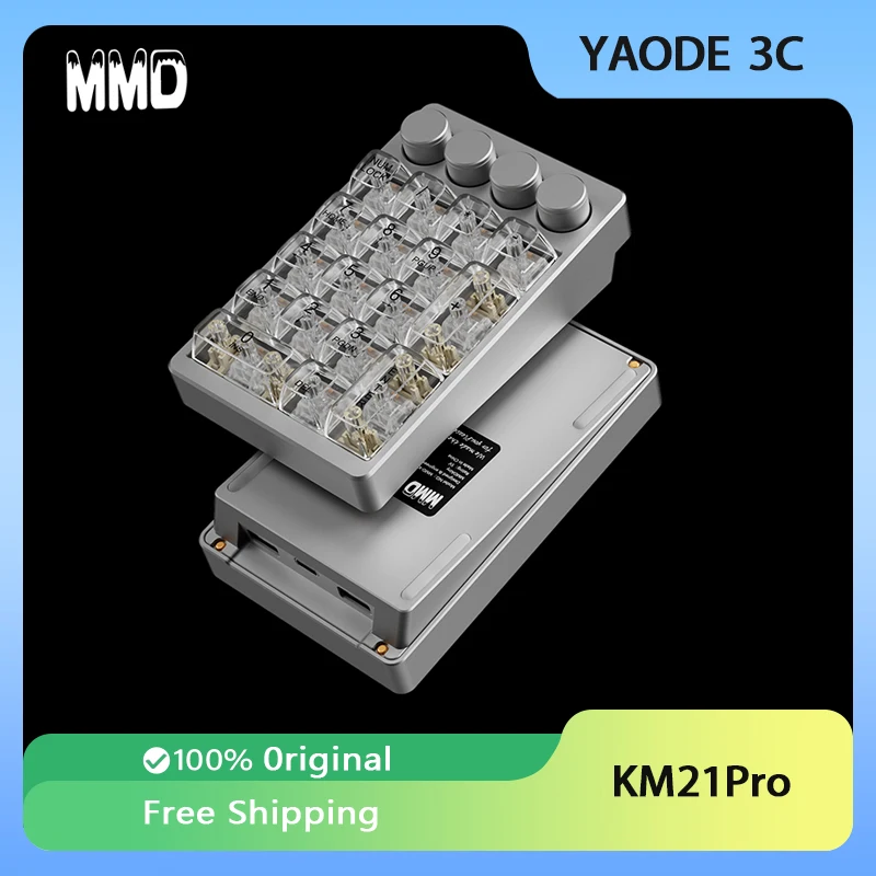 

MMD KM21Pro Numeric Keyboard Wried Hot-swap Aluminum Shell with Knob Designer Keypad VIA Custom Mechanical Keyboard 21Keys