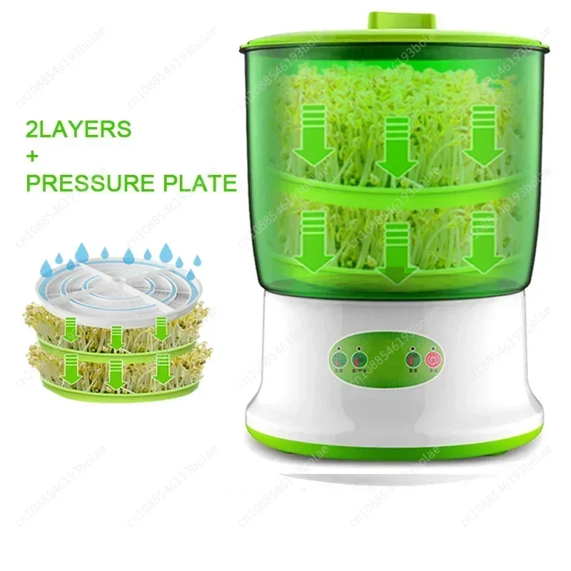 Intelligent Bean Sprouts Maker Thermostat Green Vegetable Seeds Growth Bucket Automatic Electric Sprout Buds Germinator Machine