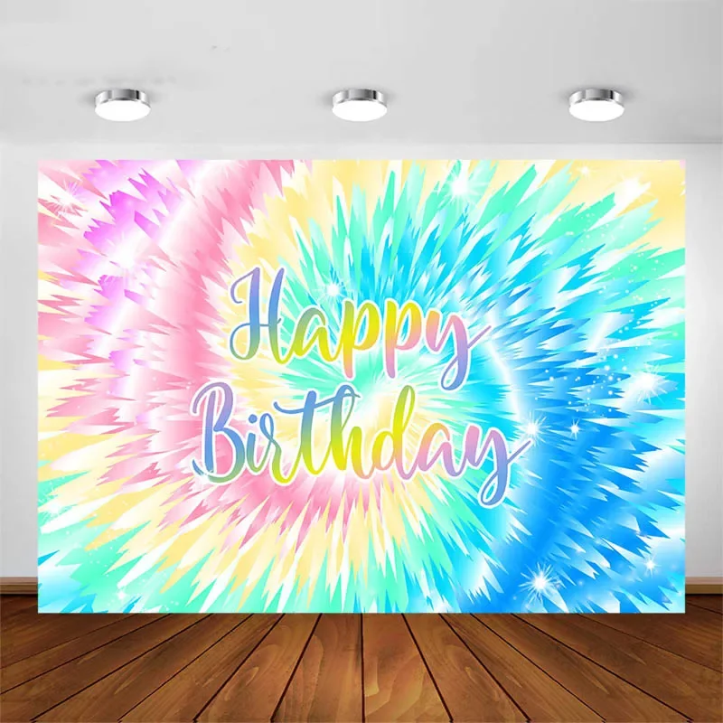 7X5FT Single Digits Dye Colorful Rainbow Painting Happy Birthday Leopard Custom Photo Backdrop Background Vinyl 220cm X 150cm