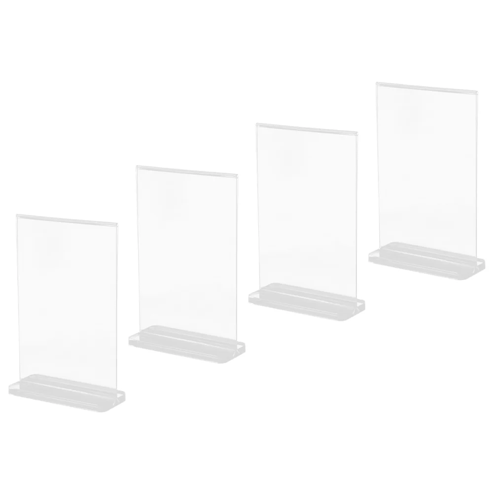 4 Pcs Display Stand Menu Holder for Table Poster Computer Acrylic Sign Monitor Rack Portable Photo Cube