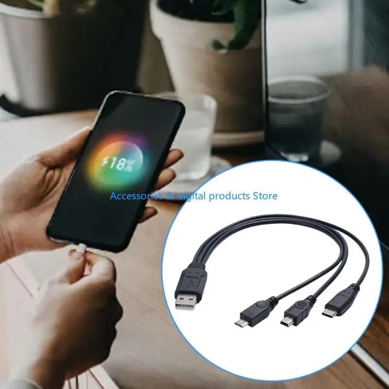 77JD Fast Charging Cable Tiny USB with Type C Mini 5P Charging/Data Cable for Phones