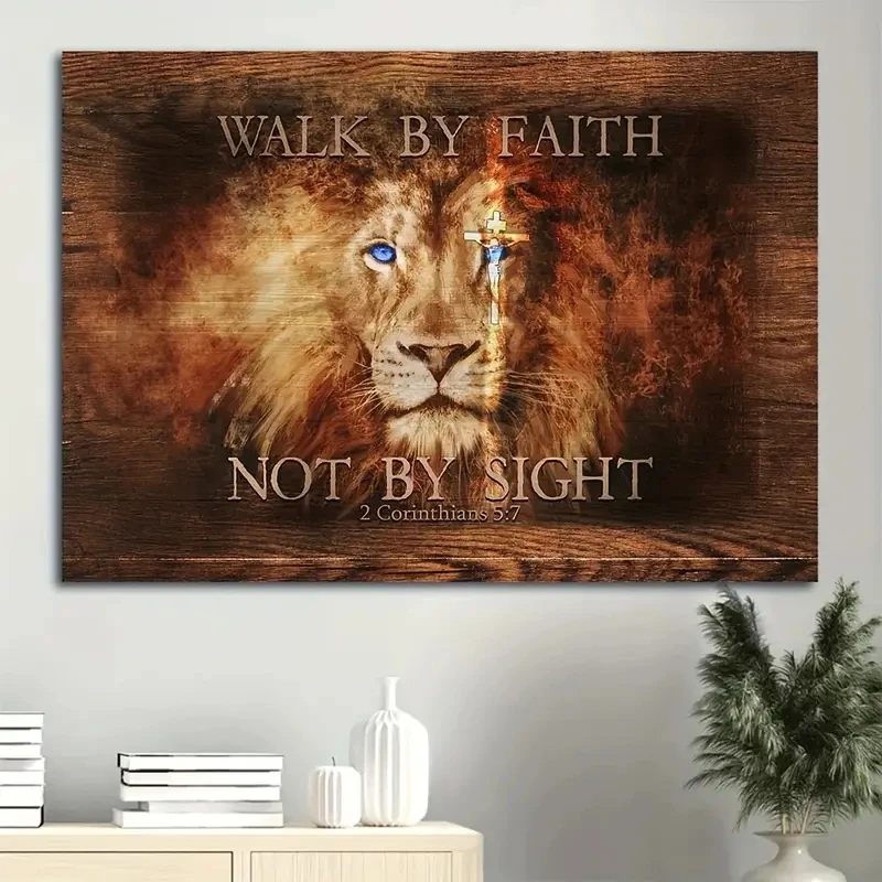 'Walk By Faith Not By Sight' Jesus Canvas Painting Christian Poster and Prints Religious Picture Wall Art Aesthetic Home Decor