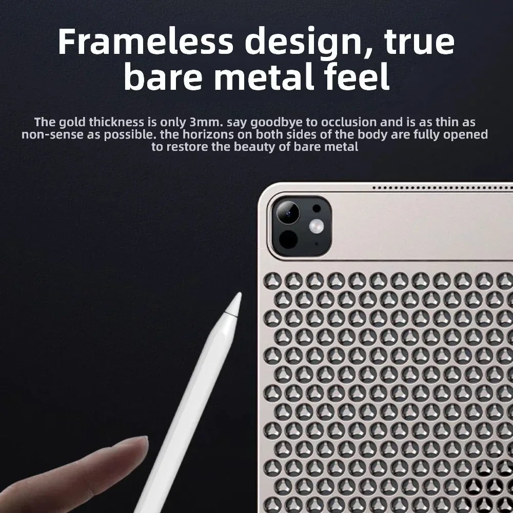 

Ультратонкий металлический чехол для iPad Pro M4 11/13 дюймов с сотовой структурой для отвода тепла, защитой от изгиба и функцией ароматерапии