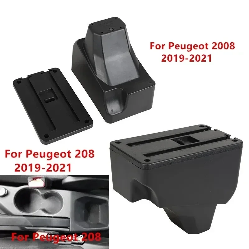 For Peugeot 208 Armrest Box For Peugeot 2008 Car Armrest 2019-2024 Storage Box Retrofit Parts Interior Details Car Accessories