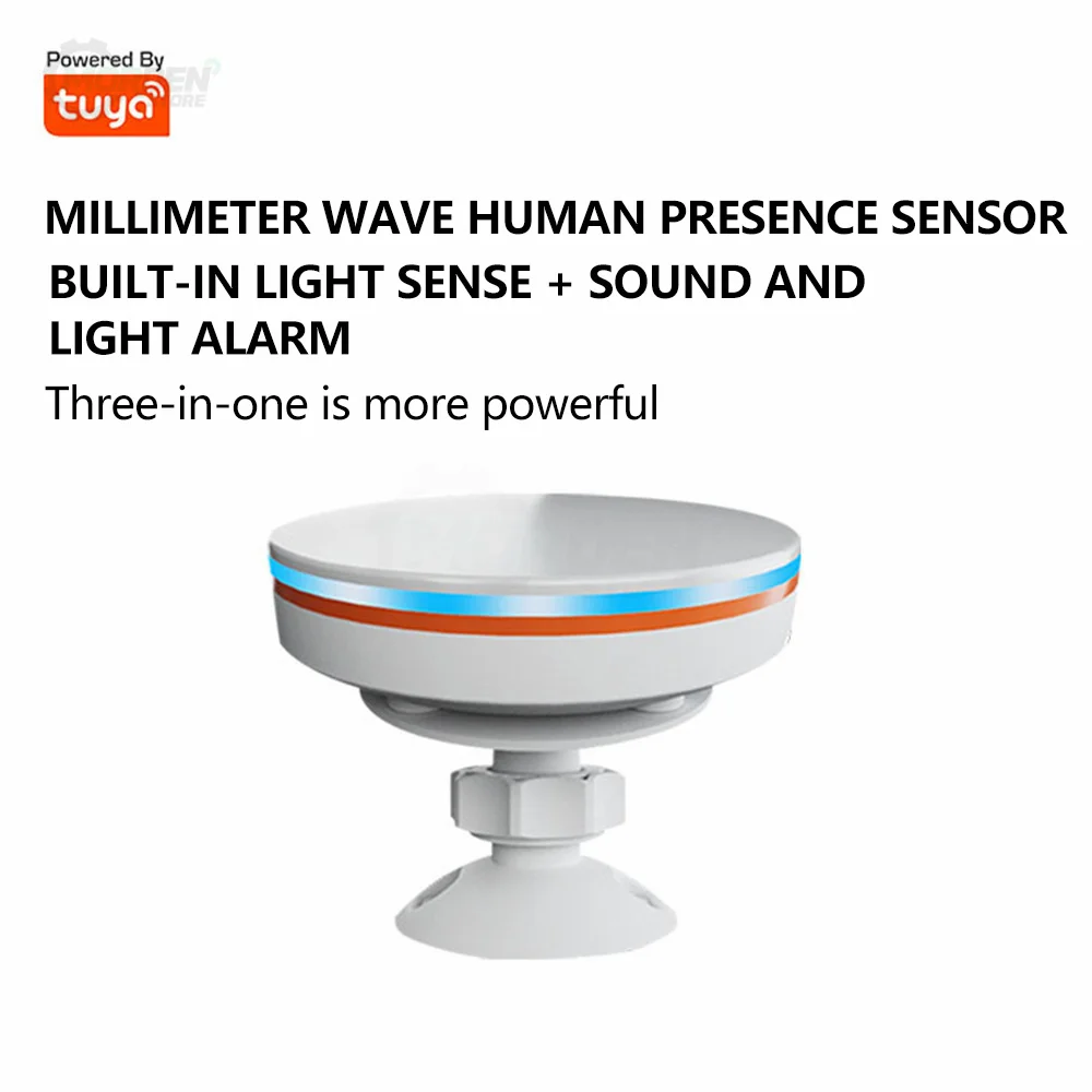 ZigBe3.0/Wifi Human Presence Sensor 5V MMwave 24G Radar With Siren Alarm Motion Lux Detection Tuya/Smart Home Power Supply