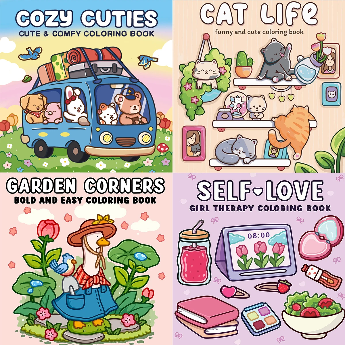 

Книжки-раскраски Cozy Cuties, очаровательные сцены, легкая окраска, для дома, родителей - ребенок своими руками, расслабление, без ветра, повышение творчества