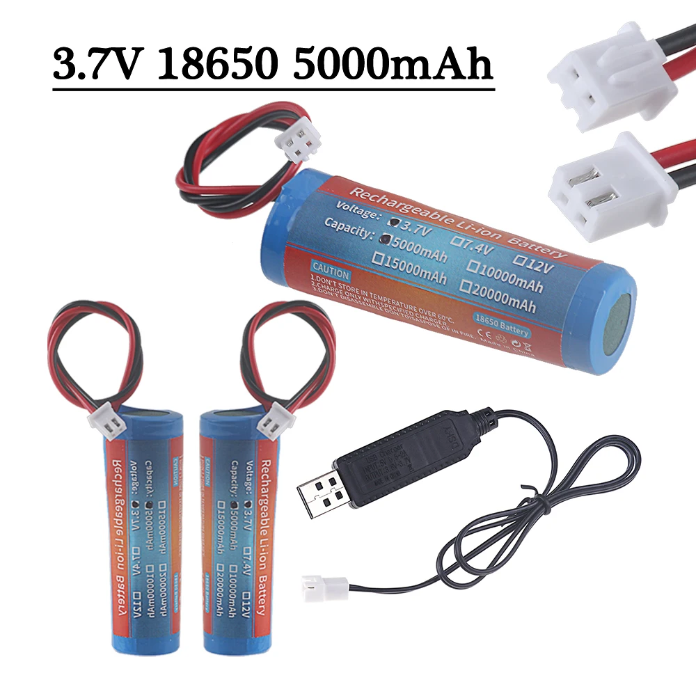 3.7V 18650 5000mah Lithium ion rechargeable Battery with wires for Flashlight Bluetooth speaker Hair Clipper Led Light Toy Car