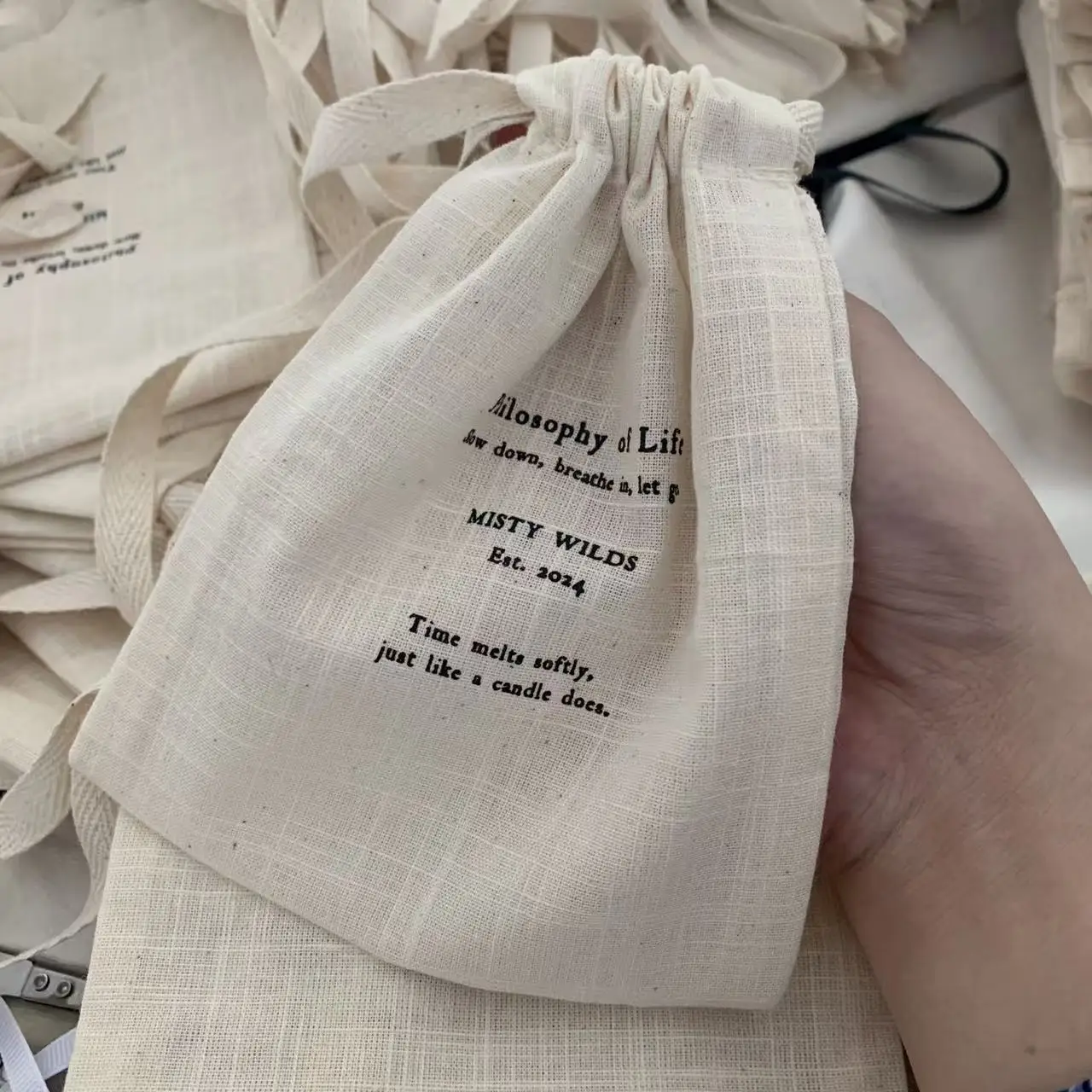 Cotton Drawstring Bag Wholesale Natural Jewelry Gift Pouch Dust Sack Custom Logo Packaging