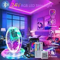 24V Led Lights for Room Music Sync RGB Led Strip Lights 10m 20m 30m 40m Flexible Ribbon for Room Bedroom Decor TV Backlights