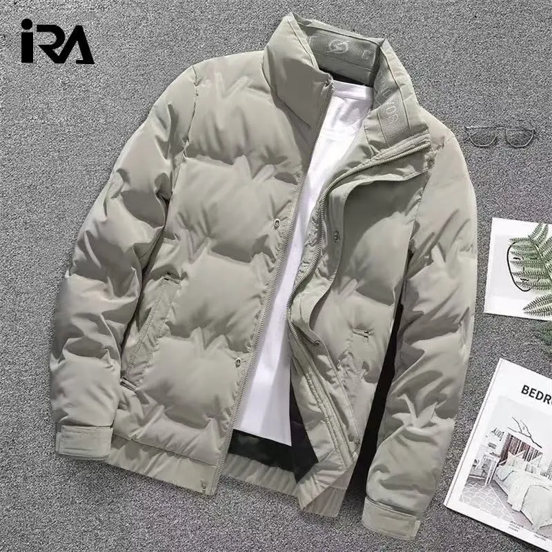 Down cotton clothes, warm stand-up collar, thickened cold-proof and windproof, light and thin casual sports warm jacket.