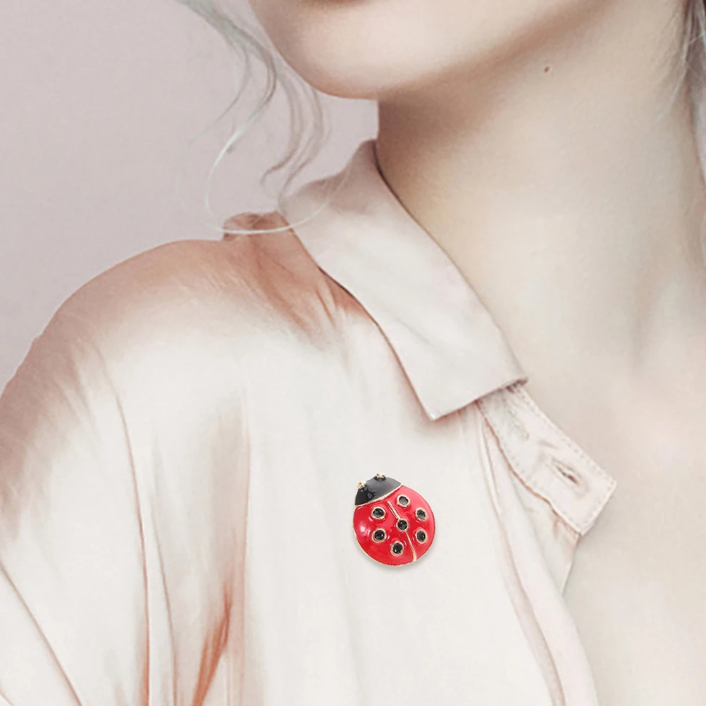 

12Pcs Cartoon Ladybug Brooch Rhinestone Insect Jewelry Creative Shirt Lapel Decorations Stylish Accessory