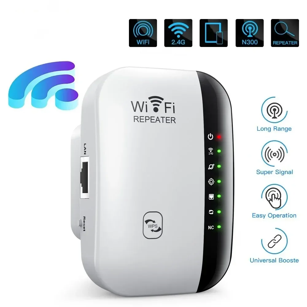 2026 Brand New Third Generation Seven-lamp 300Mbps Wireless WIFI Repeater 2.4G Router Range Extender Wi-Fi Signal Amplifier Home