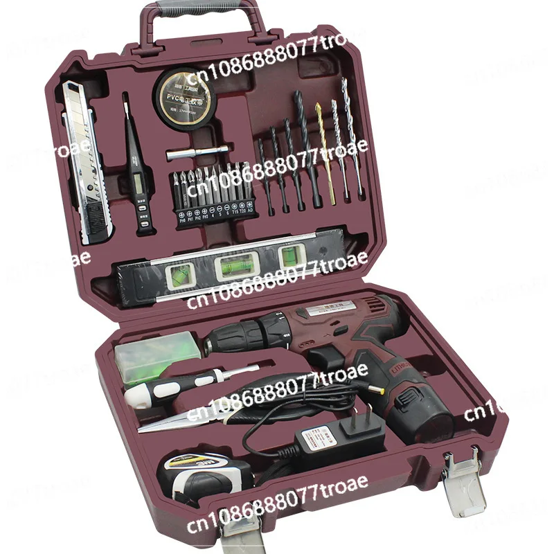 

Household electric screwdriver toolbox set 12V lithium battery drill household hardware combination set