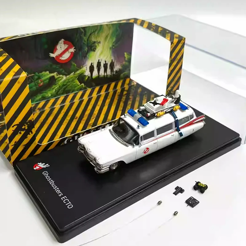 1:64 ECTO-1 Ghostbusters Miller-Meteor Legierungsauto, Druckguss und Spielzeugfahrzeuge, Automodell, Miniaturmodellauto für Kinder