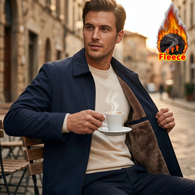 Luxury Thicken Lining Winter Jackets for Men Autumn Thick Warm Men's Winter Coat Office Dress Social Formal Outerwear Jacket Man