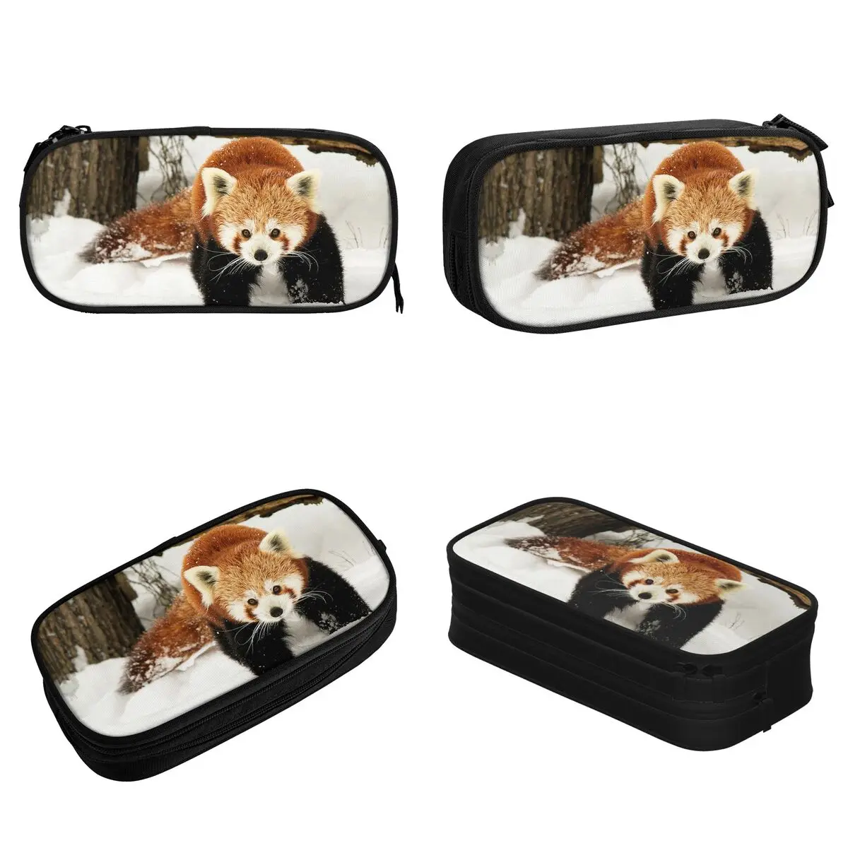 I Love Snow And You astucci per matite Panda rosso borsa portapenne per animali carini bambini astucci per matite con cerniera per materiale