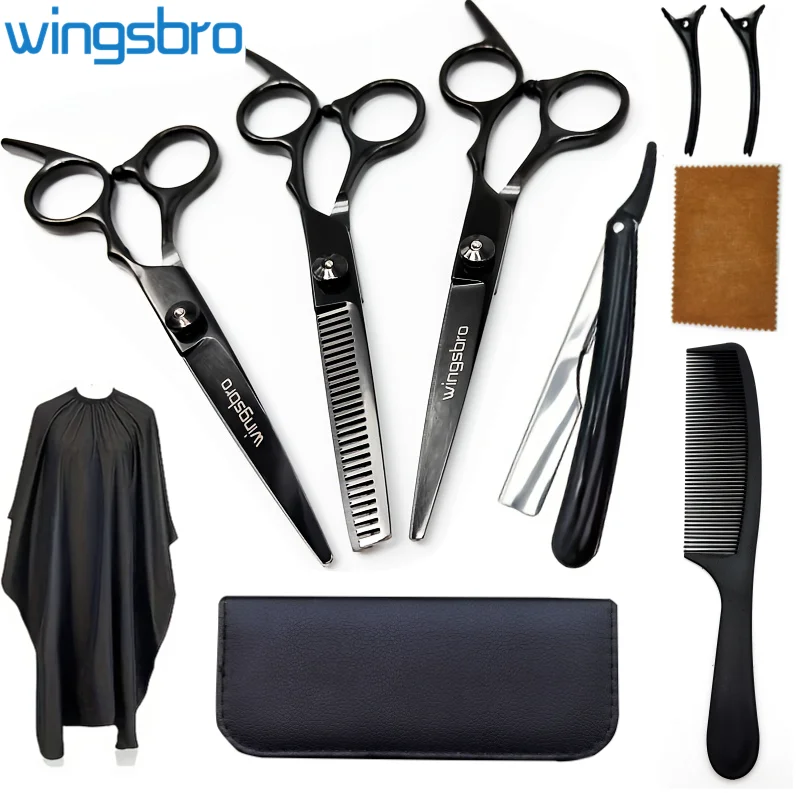 Wingsbro 6.5" 헤어 커팅 가위 세트, 스테인레스 스틸 미용 가위 키트, 이발사 헤어 커팅 도구