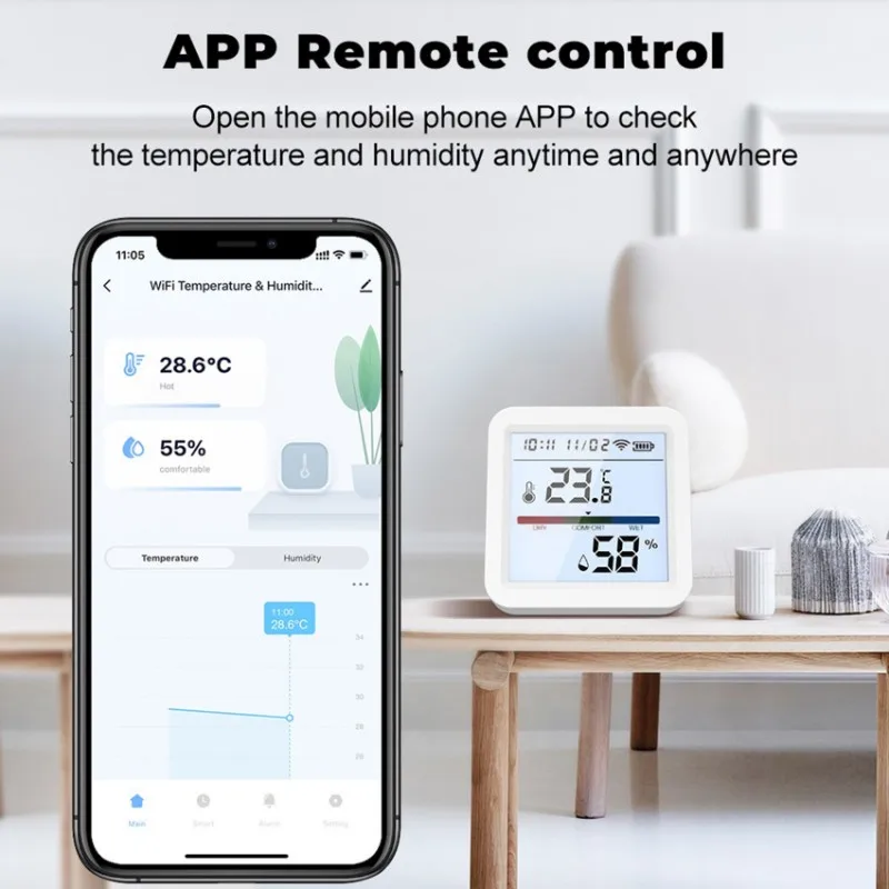 LXYB18B Temperature Humidity Tester Sensor Tuya Zigbee Smart LCD Display Mobilephone APP Remote Control-10° C To 60° C