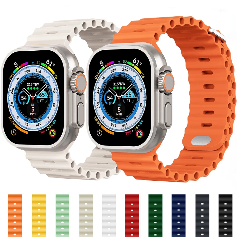 

Silicone strap For Apple watch 10 46mm 42mm 9 8 7 45mm 41mm 6 5 4 3 SE 44mm 40mm Comfortable bracelet For iwatch Ultra 2 49mm