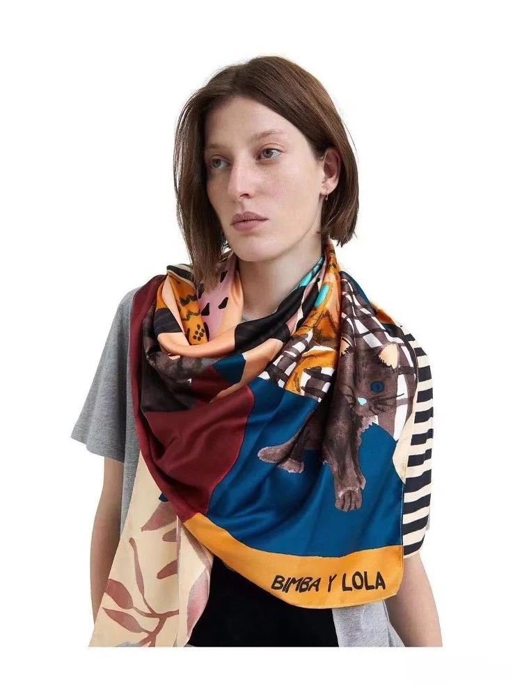 

Ele n Floral Scarf awl Beach Towel Four Colors Available Multi-Functional Silk Material Women's Accory