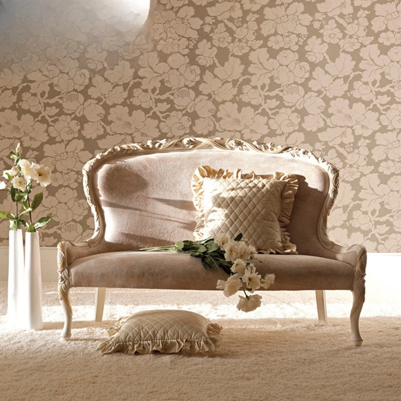 French leisure sofa European luxury furniture, solid wood hand-carved fabric, double sofa
