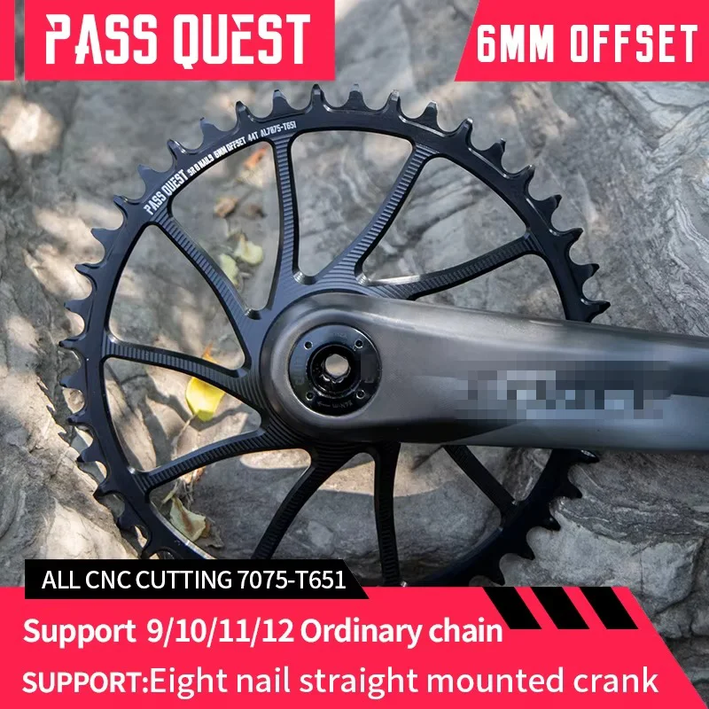 

PASS QUEST 6mm Offset 8 Bolt Chainring Direct Mount Narrow Wide Chainwheel 38T 40T 42T 44T 46T for SRAM 8 Bolt FORCE SL