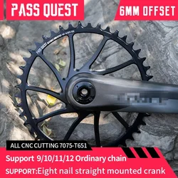PASS QUEST 6mm Offset 8 Bolt Chainring Direct Mount Narrow Wide Chainwheel 38T 40T 42T 44T 46T for SRAM 8 Bolt FORFORCE SL