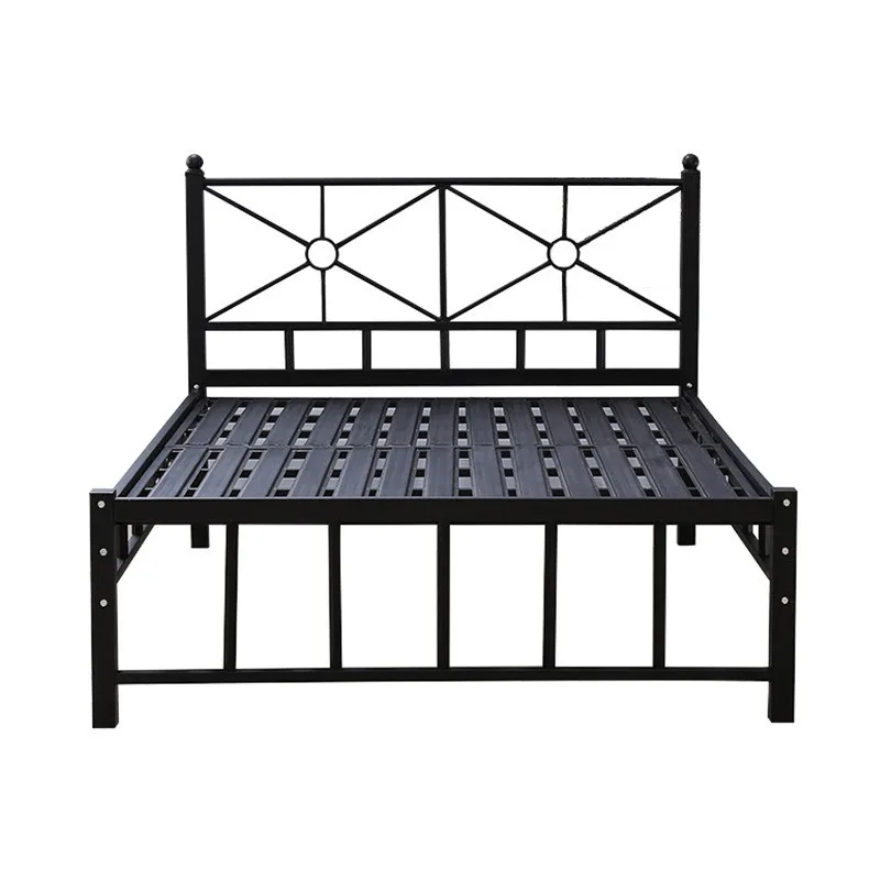 

#@Modern Durable Metal Bed Frame Queen Size with Full-Size Slats Simple Design for Home Hotel or School