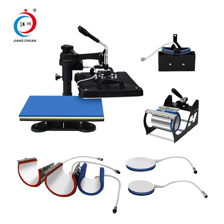 متعددة الوظائف كومبو 8 في 1 آلة التسامي بالضغط الحراري مع لوحة القدح قبعة الصحافة للتي شيرت