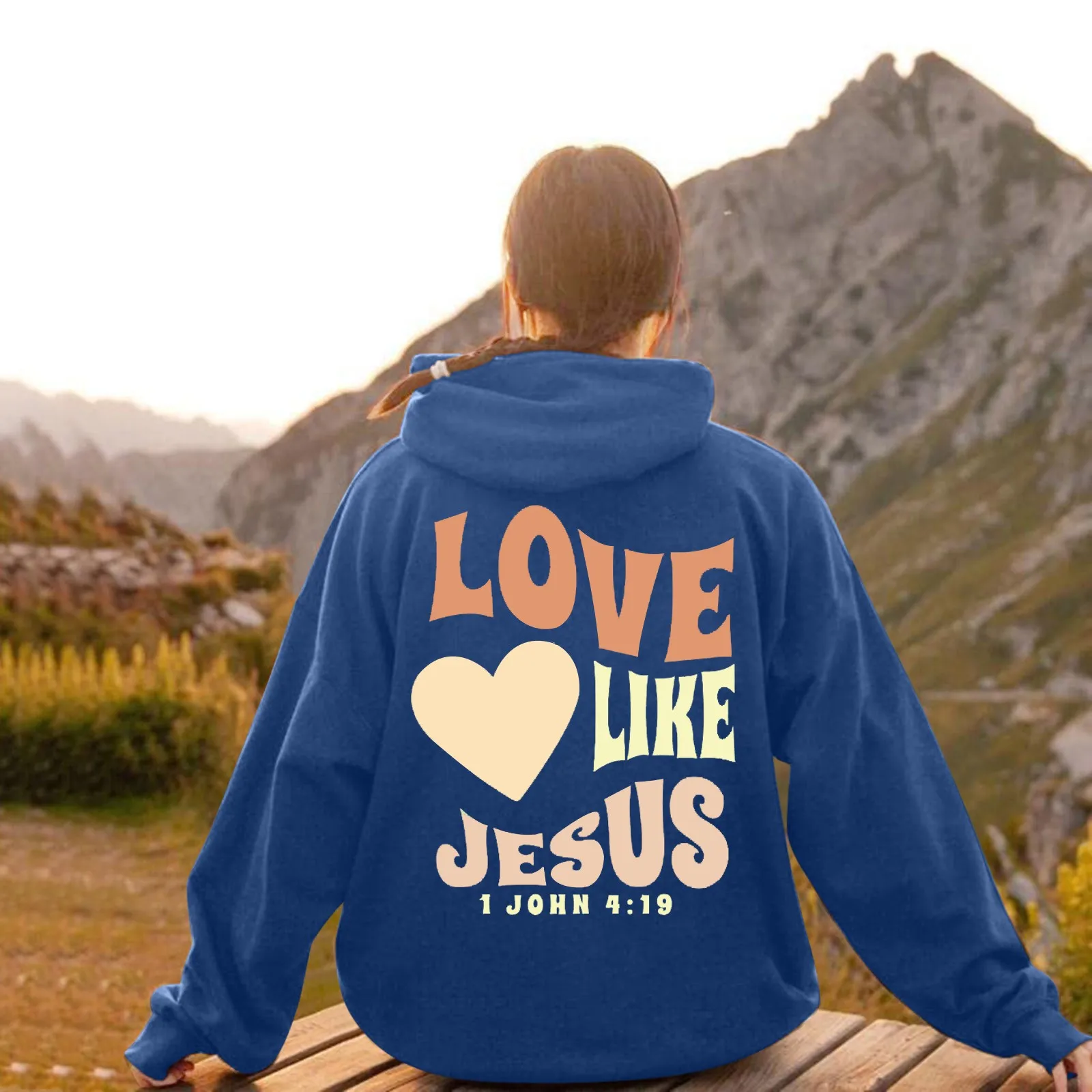 Love Like Jesus Letter Print Christian Hoodie for Women Casual Comfortable Warm Tops Oversize Sweatshirt Trend Female Clothes