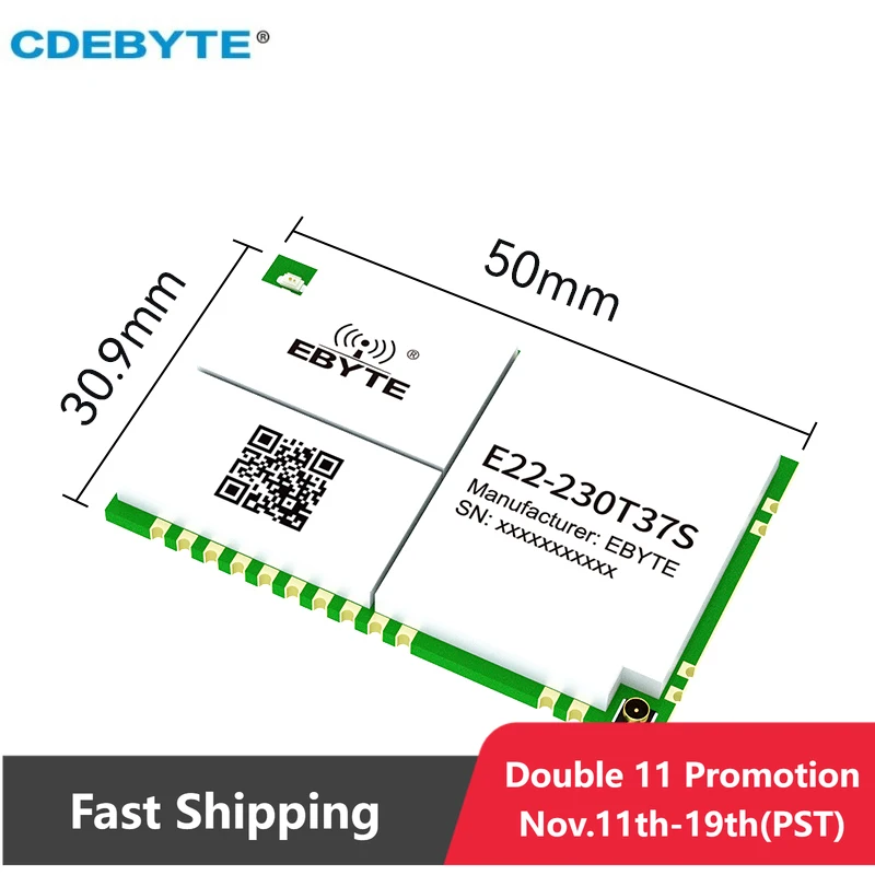 230mhz-lora-wireless-module-5w-relay-network-cdebyte-e22-230t37s-25km-long-range-lbt-rssi-stamp-hole-smd-uart-module