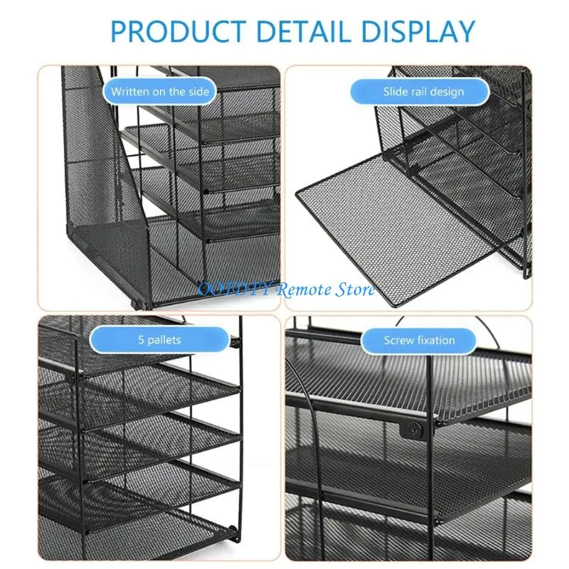 

Space Saving Iron Desk Document Organiser 5-Tiered File Letter Tray Organiser