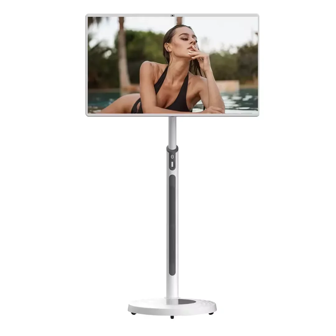 32-Inch Standbyme White Android Smart TV with LED backlight LCD Touch Screen Portable Floor Standing Vertical Display Mobile TV