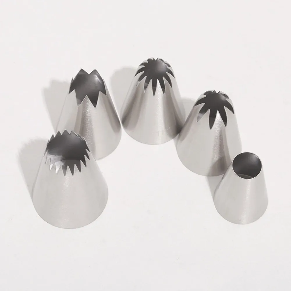 5PCS Stainless Steel Cake Piping Tip Set Assorted Shapes Various Tips Number Pastry Icing Nozzle Baking Tool