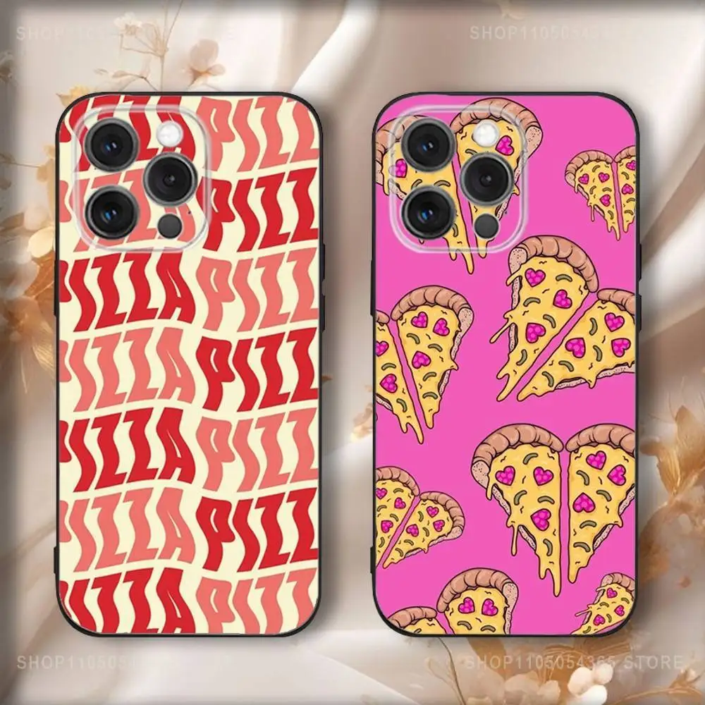 

Cartoon Pizza Phone Case For iPhone16,15,14,13,12,11,Pro,Max,Plus,X,XS,SE4,E,Mini,Soft Black Case
