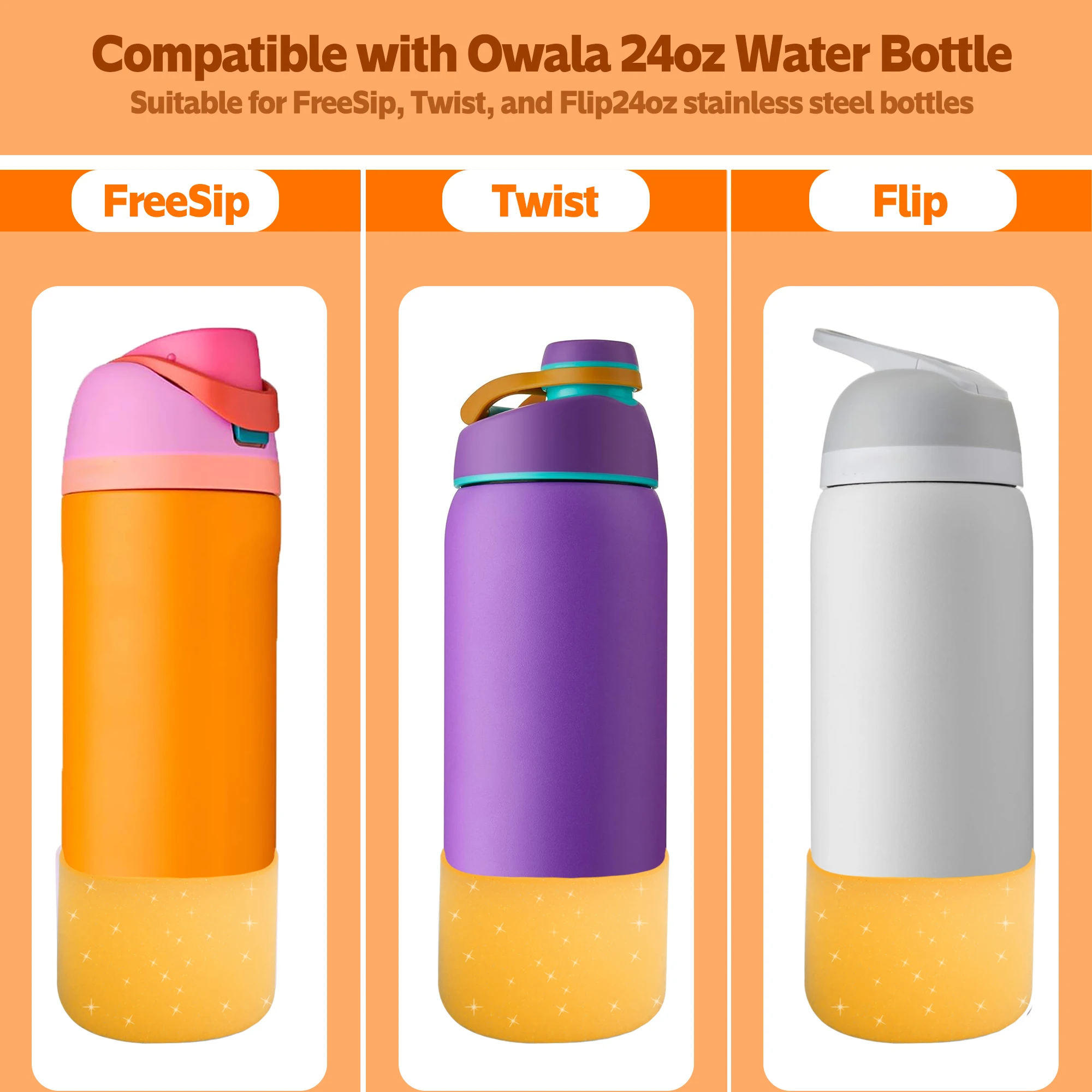 Silicone Water Bottle For Owala 24oz 32oz 40oz Anti-Slip Protective Sleeve Bottom Bumper Protective Bottom Bumper Protector