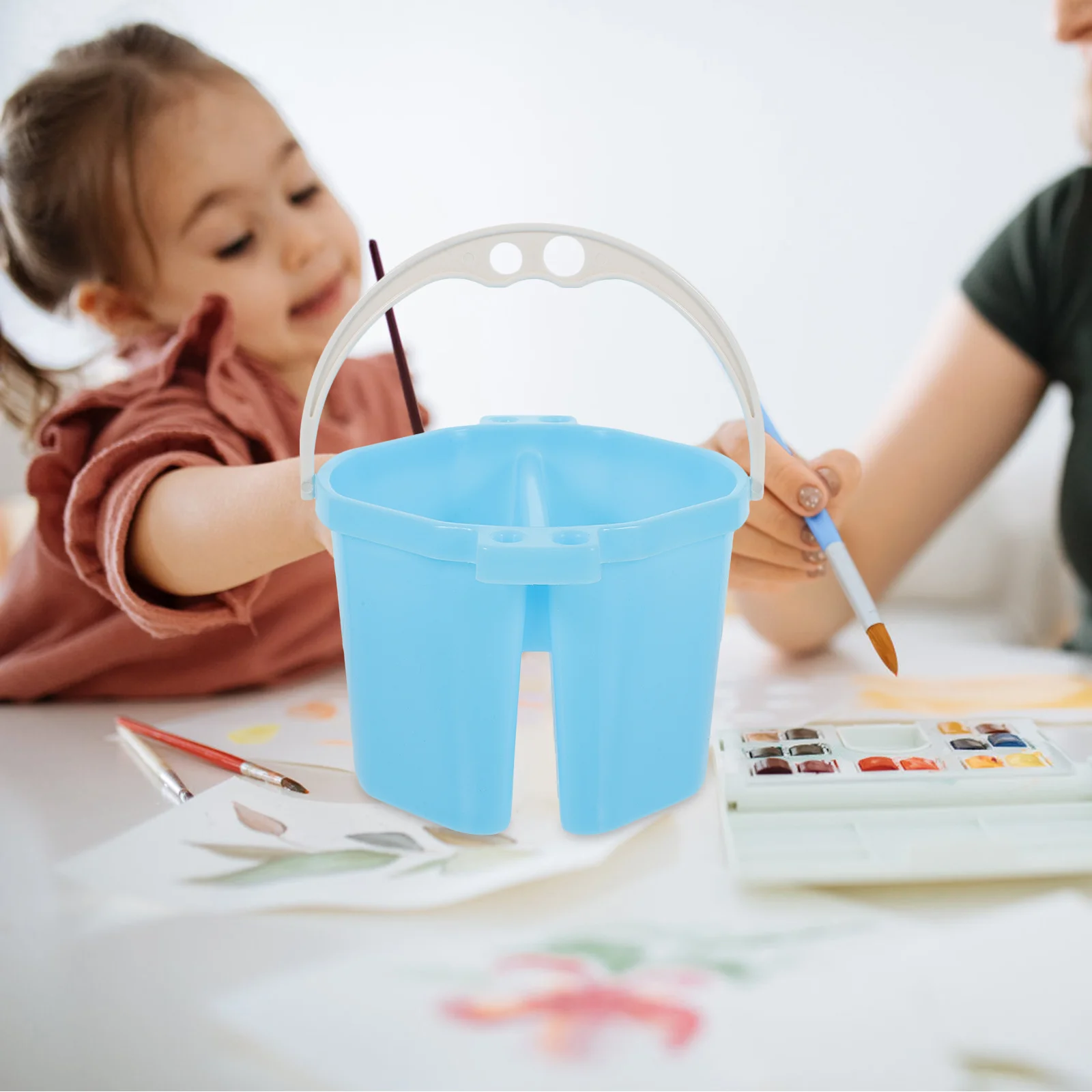 Detergente per pennelli per artisti Supporto riutilizzabile Tavolozza per acquerelli portatile Secchio per acqua in plastica compatto Accessorio pulito