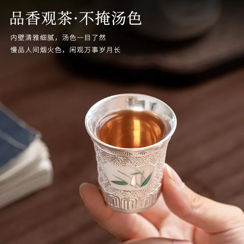 

999 Silver Kung Fu Tea Set, High End Gilded Silver Pot, Tea Cup, Chinese Style Family Gift