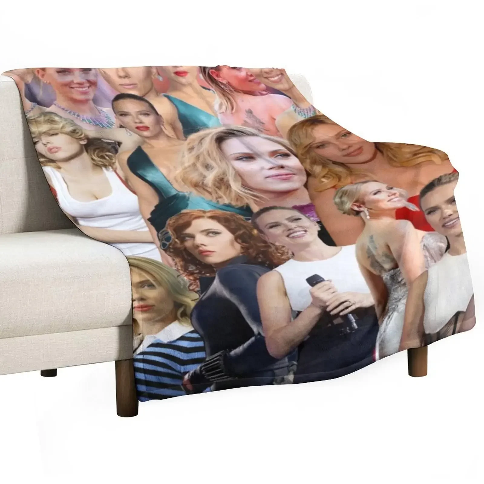 scarlett johansson collage Throw Blanket Blankets For Baby Summer Beddings warm winter Furrys Soft Big For Baby Blankets