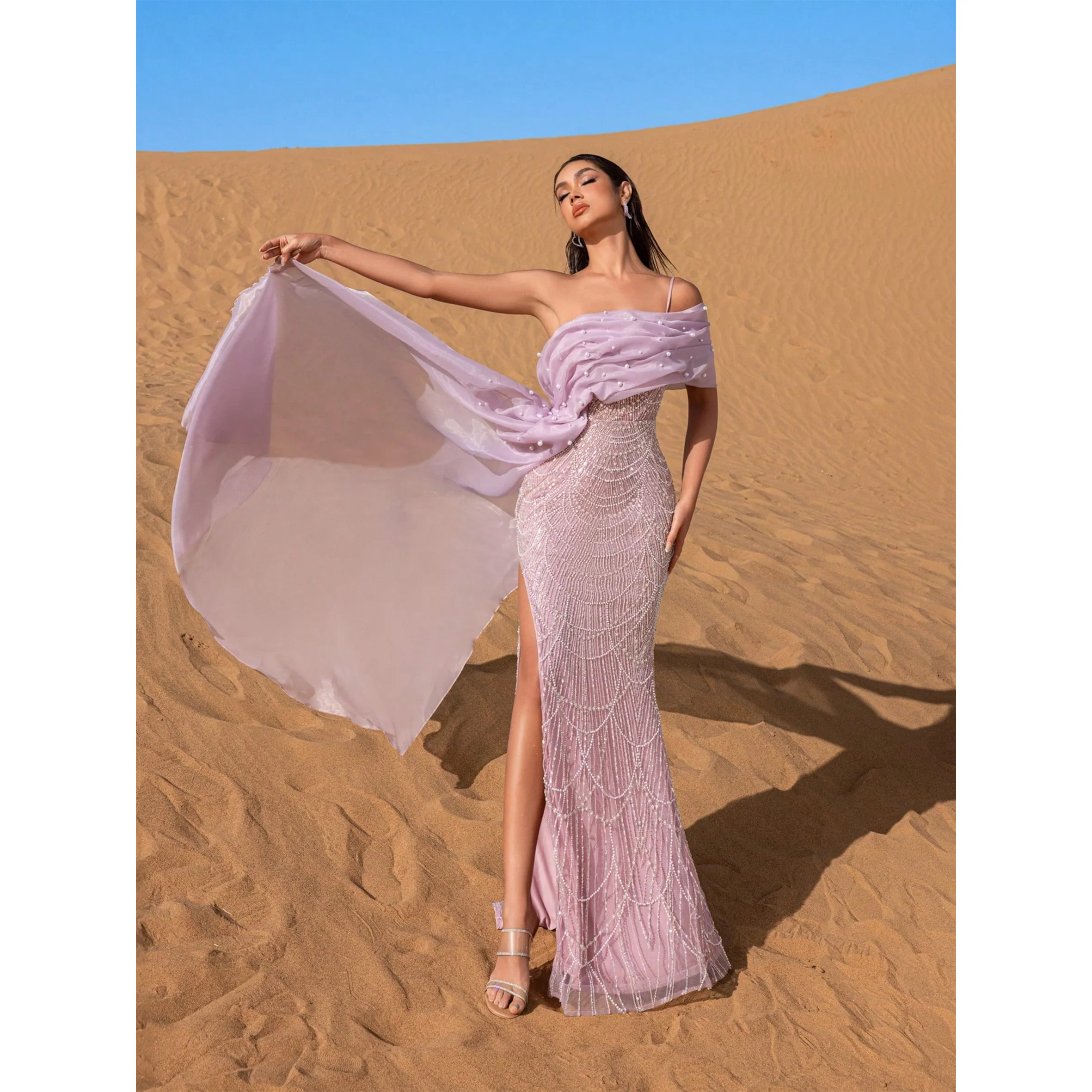 

Haute Glamour Элегантные вечерние платья и вечерние платья с асимметричным вырезом и подолом русалки из бисера